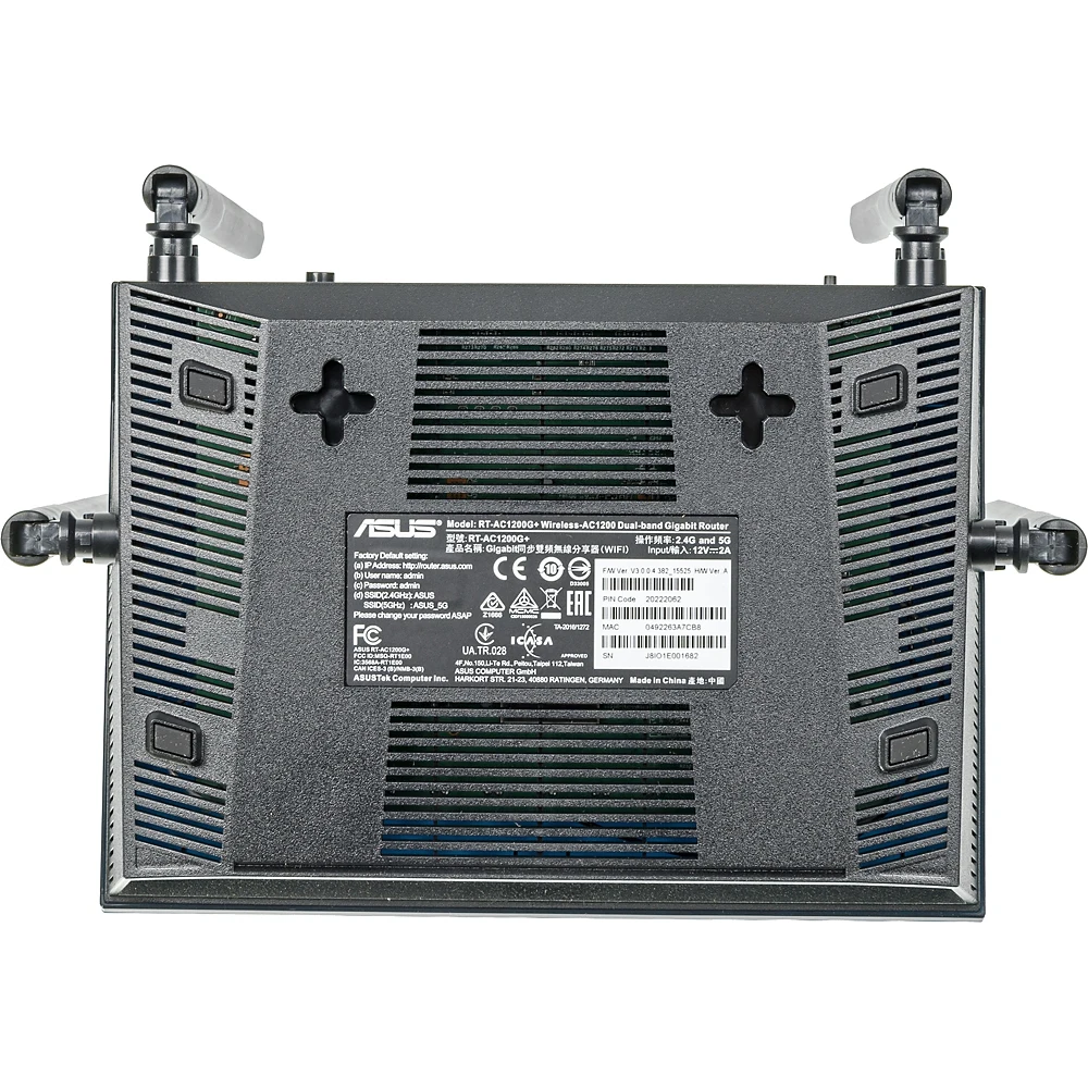 Роутер беспроводной Asus RT-AC1200G+ AC1200 10/100/1000BASE-TX/4G ready черный