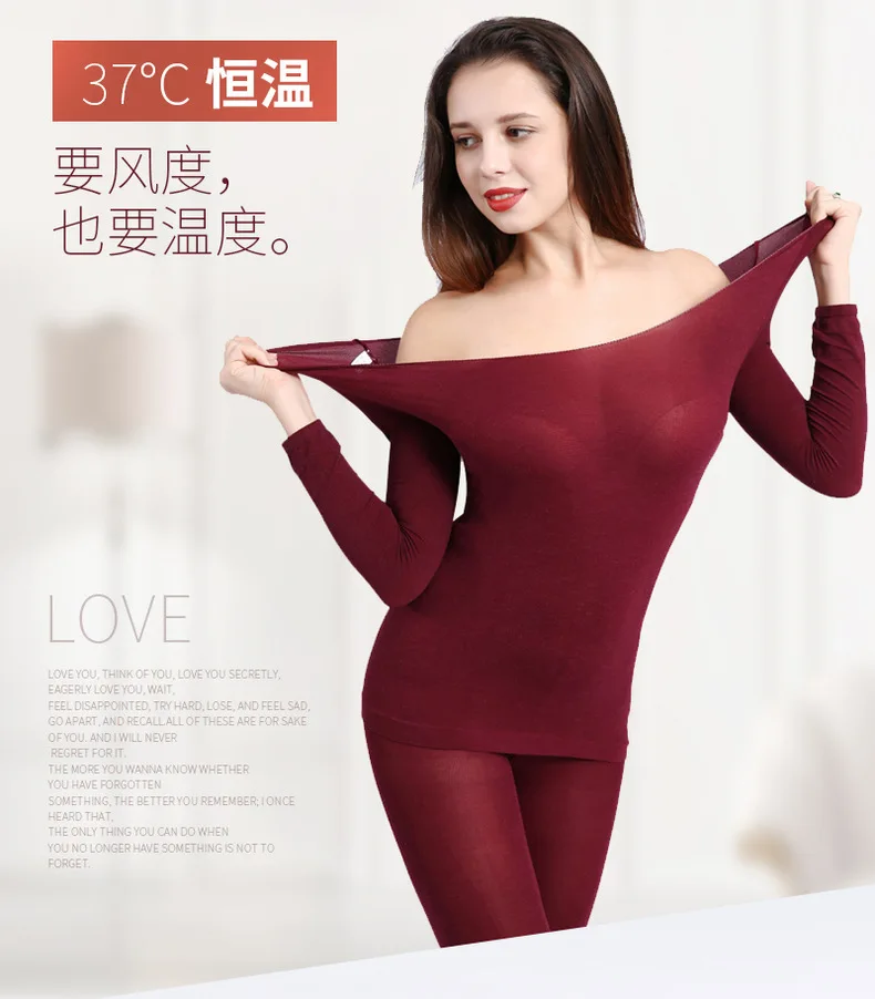 Thermal Underwear Women Sexy Warm Long Johns Seamless Winter Warm Thermos Clothing 2pcs in set Legging+ tee shirt