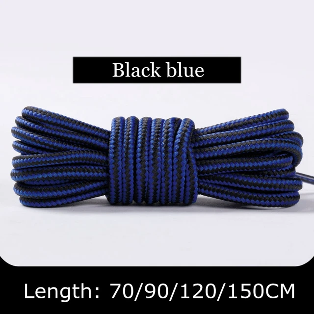 1 Pair Martin Shoes Round Shoe Laces Striped Double Color Fashion Shoelaces Outdoor Hiking And Leisure Sports Shoelace 18 Color Blue black