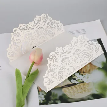 

White 10pcs Vertical Laser Cut Butterfly Invitations Cards Kits for Wedding Bridal Shower Birthday Anniversary Party