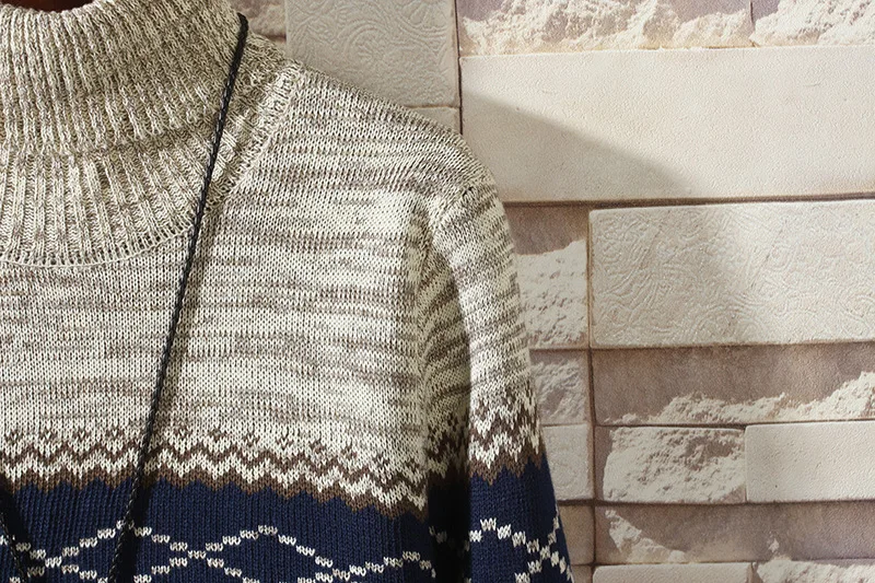 Зимний Тонкий теплый мужской свитер с высоким воротником и длинным рукавом