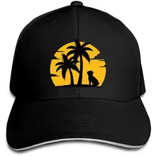 Мужская и Женская Бейсболка для гольфа с изображением французского бульдога пальмы и заката