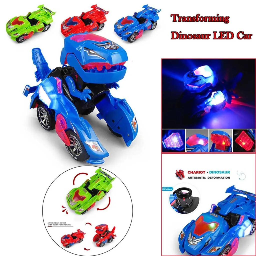 

3D Deformation LED Car Kids Dinosaur Toys Play Vehicles with Light Flashing Music For Christmas Gift Children's Gift Lamp 2019