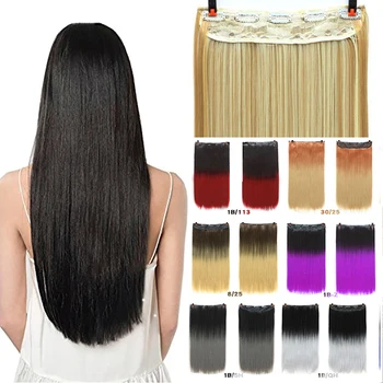 

Buqi Gradient ColorInvisible Fish Wire Long Straight High Temperature Fiber Synthetic Hair Extensions for Adult Women