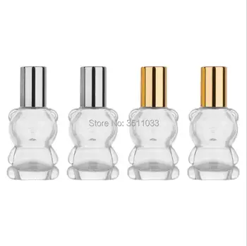 

8ML Essential Oil Glass Bottle Empty Clear Bear Shape Steel Roller Ball Vial Refillable Makeup Packaging Perfume Roll On Bottle