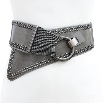 

Designer belts women high quality Punk rivet goth draped Elastic belt personalized fashion Wide belt Corset belt waistband