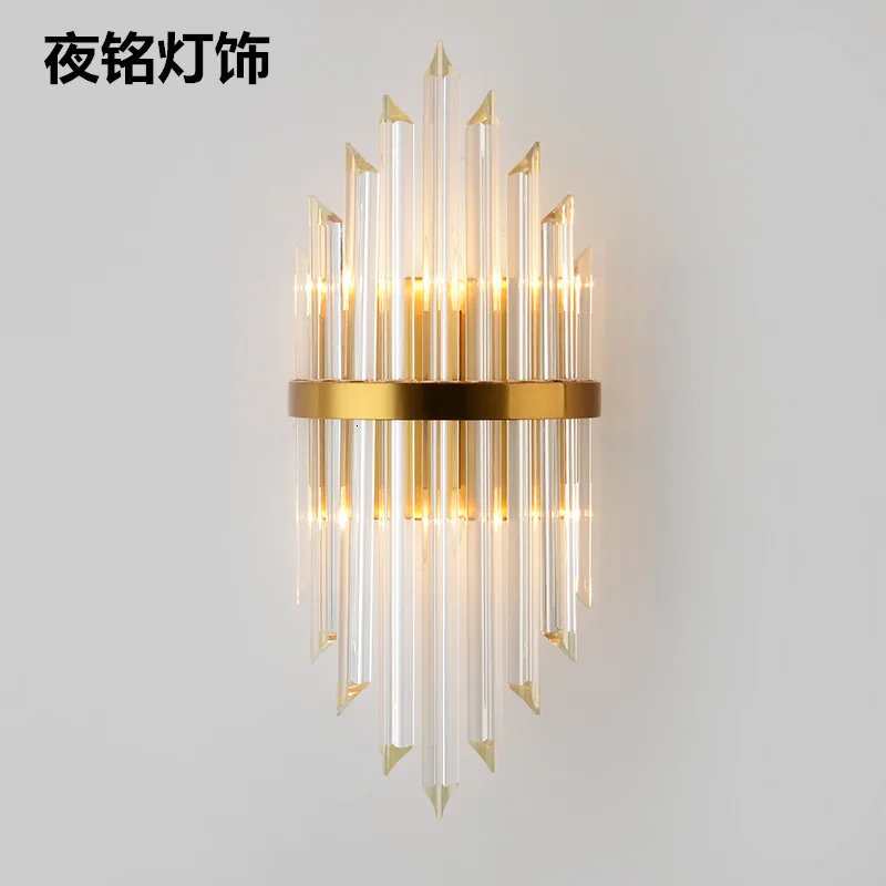

Postmodern crystal wall lamp gold wall sconce lights AC110V 220V fashion luxury lustre living room bedroom light fixtures