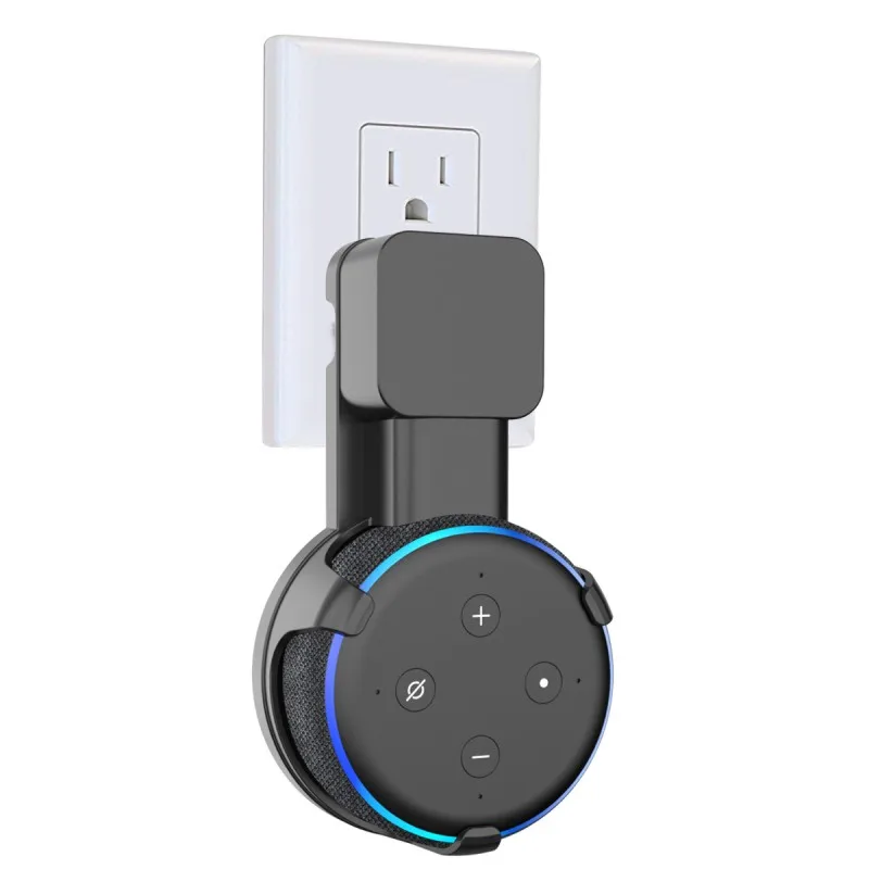 Розетка настенная Подставка-вешалка для Amazon Alexa Echo Dot 3rd Gen работает с Amazon Echo Dot 3, чехол-держатель для спальни - Комплект: Black