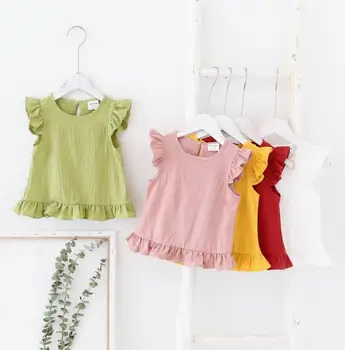 

2020 New Girls T Shirt Cotton Fly Sleeve Summer Fashion Girls Top 1-6t PY669