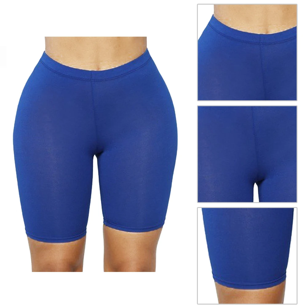 Women High Waist Fitness Sports Shorts Summer Jogging Beach Athletic Casual Skinny Elastic Stretch Solid Short Pants
