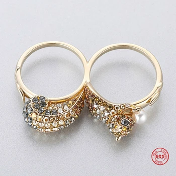 

PANDOO Fashion Charm Pure 925 Silver Original 1:1 Copy, Fantasy Secret Cute Squirrel Ring Ring Female Luxury Jewelry Gifts