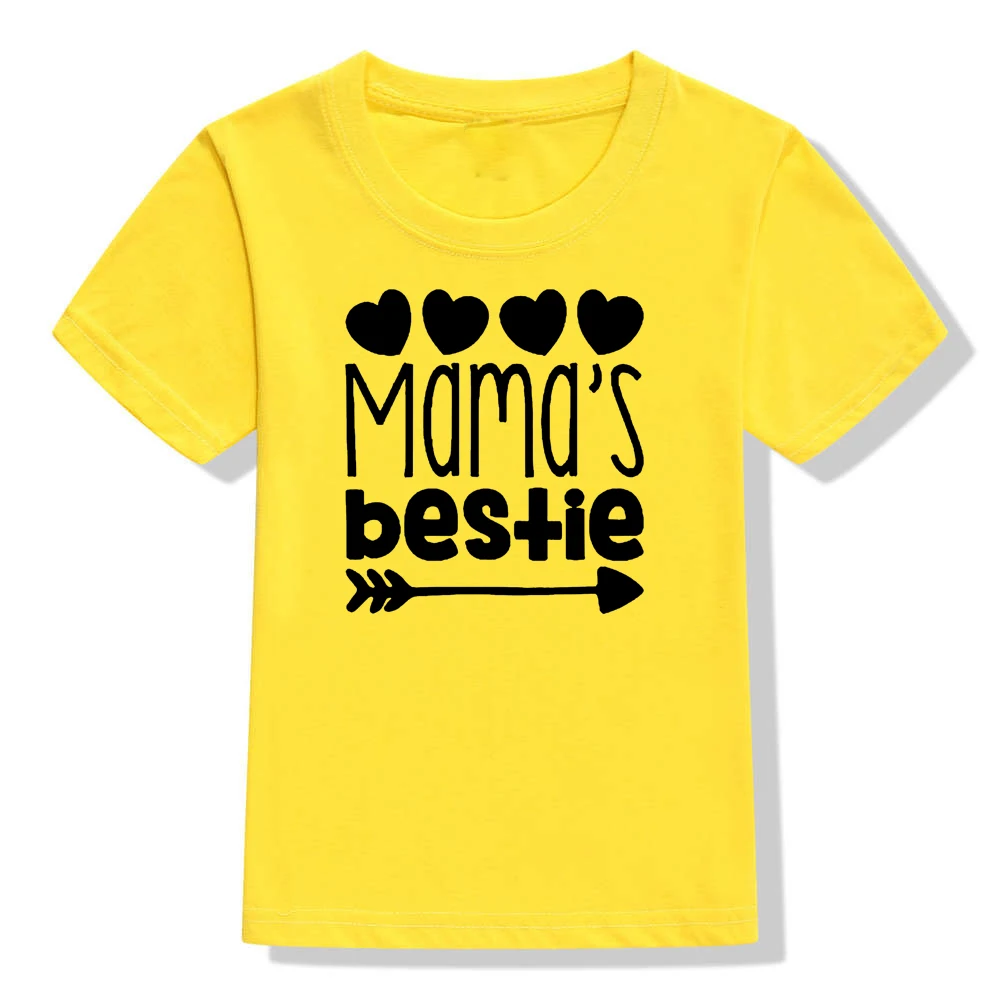 Mama's Bestie/Летняя Детская футболка с принтом забавная футболка для маленьких мальчиков и девочек модные детские футболки с короткими рукавами