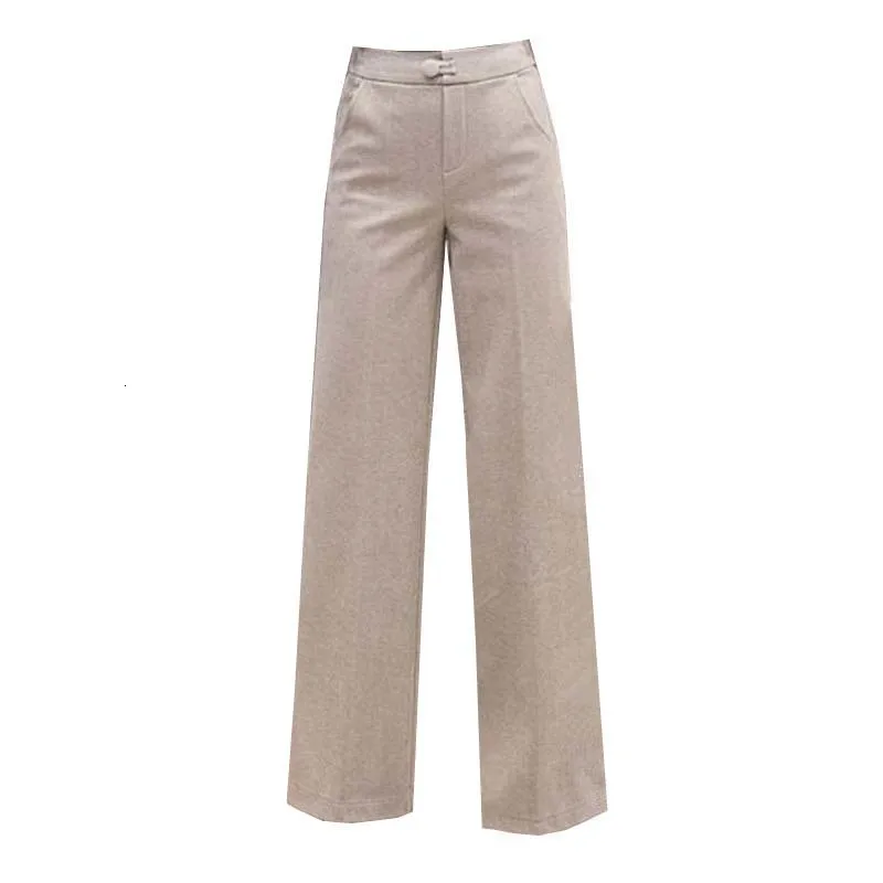 

Women High Waist Causal Loose Wide Leg Pants Female 2019 Autumn Winter Korean Style Elegant Wool Trousers Femme