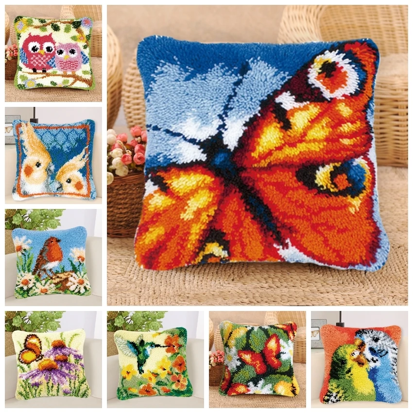 

Latch Hook Rug Kits Diy Smyrna Knooppakket Klink Haak Kleed Bloemen Stork Butterfly Bird Latch Hook Pillow Foamiran For Flowers