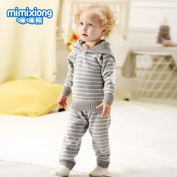 

New Knitting Baby Set Autumn Winter Newborn Infant Baby Boys Girls Suit Hoodie Set Jumper Sweatshirt+Pants Cotton Baby Knitwear