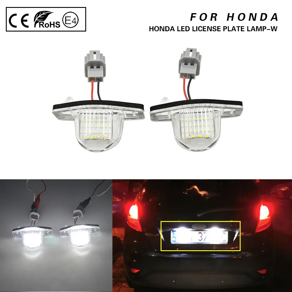 

2X License Plate LED Lights Lamp LED number plate light Car Accessories For Honda Crosstour Odyssey CR-V FR-V HR-V Jazz