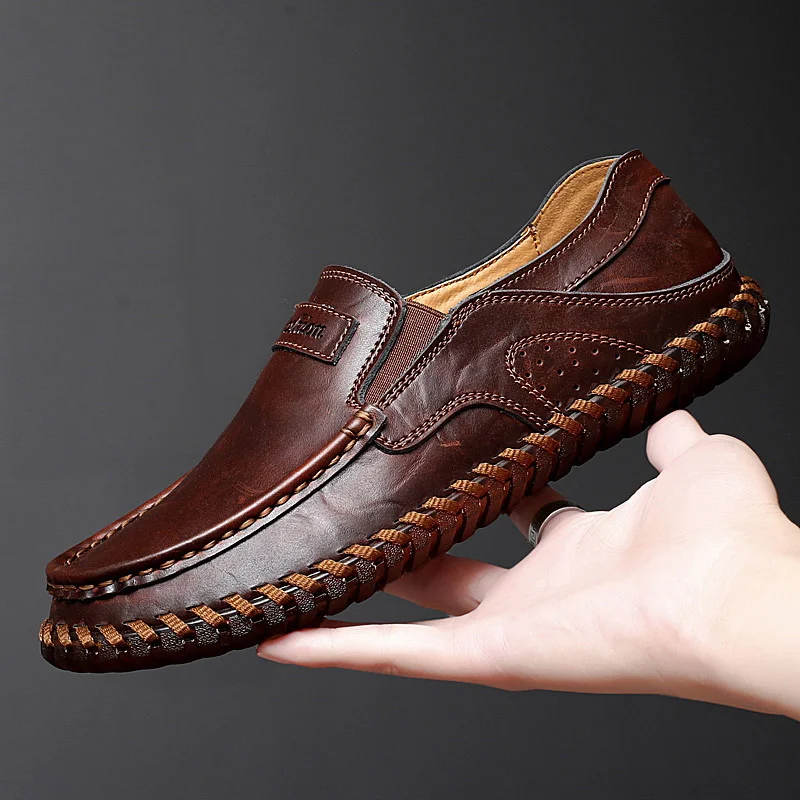 

Mens Shoes Casual Leather Slip on Moccasins Footwear Man Loafers Adult Male Moccasin 2019 Autumn Spring Plus Size 47 48