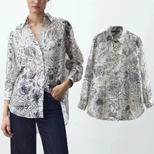 

Withered England Autumn Blouse Women Indie Folk Vintage Paisley Print Fashion Blusas Mujer De Moda 2021 Casual Shirt Women Tops