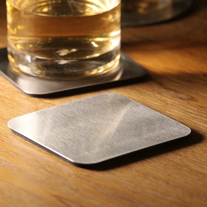 

Round & Square Table Cup Mat Kitchen Mat Pad For Bar Cocktail Stainless Steel Mat Kitchen Glass Coaster Placemat Bar Tool