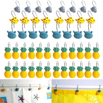 

48Pcs Cartoon Animals Shape Bathroom Shower Curtain Hooks for Bathroom