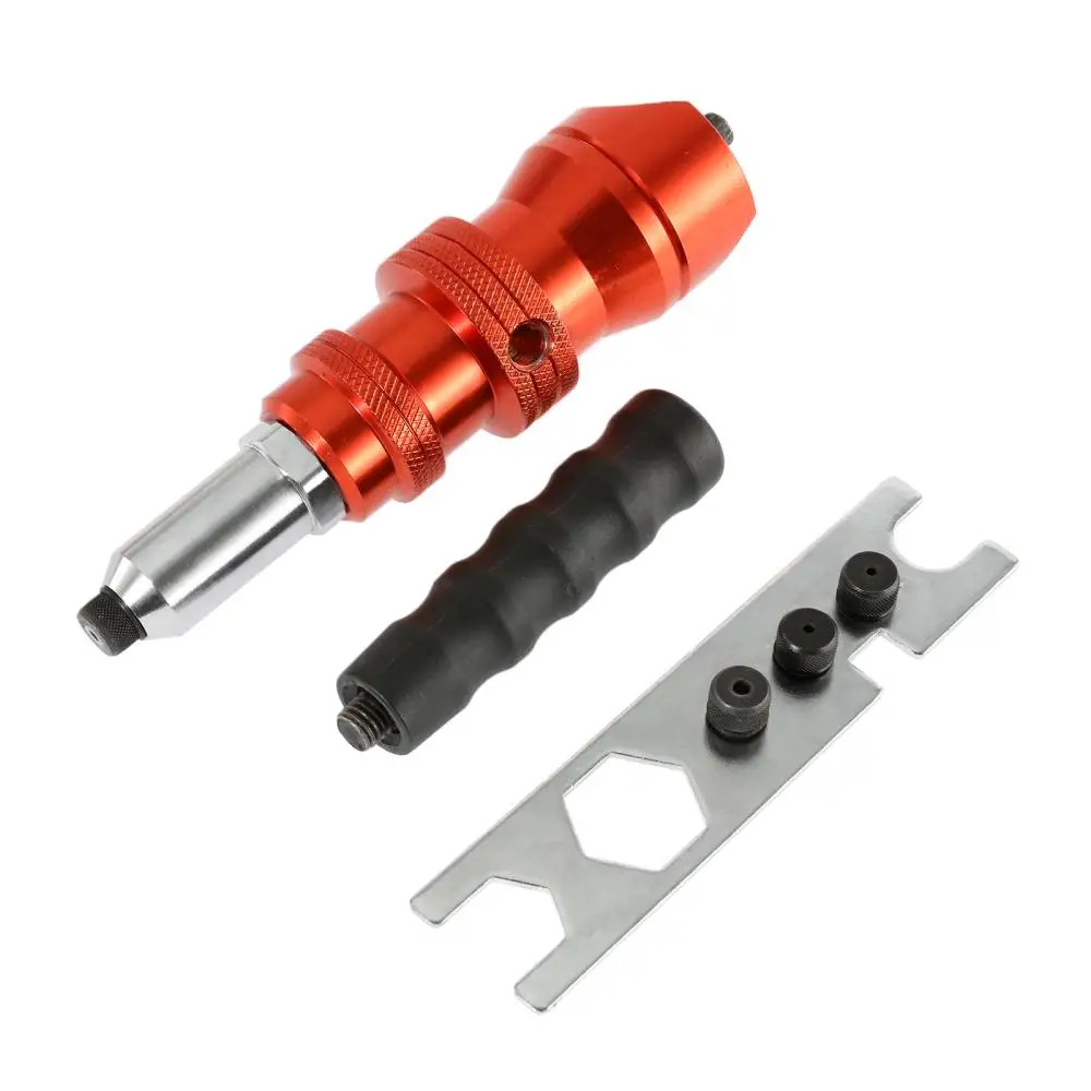 Electric Rivet Gun Drill Nut Riveting Tool Cordless Riveting Riveter Adapter Kit Rivet Nut Gun Drill Adapter with 200 Rivets