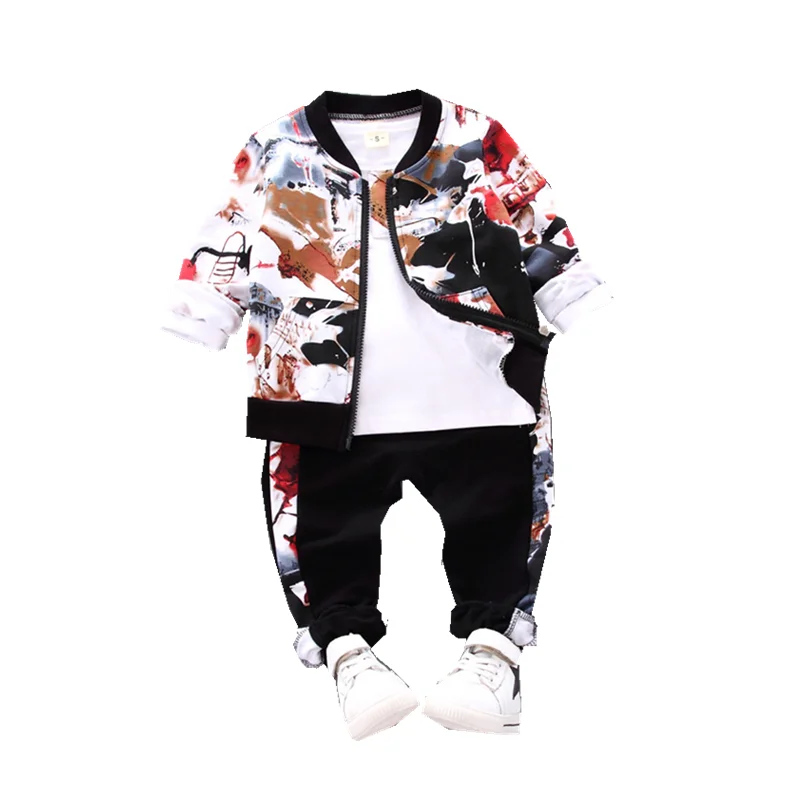 

Autumn Children Cotton Clothes Baby Boys Printed Shirts Jacket Pants 3Pcs/sets Infant Out Kids Fashion Toddler Casual Tracksuits