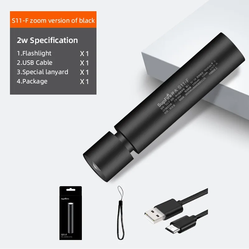 Supfire светодиодный фонарь-ручка светильник Linterna светодиодный мини фонарь USB флэш-светильник 2000lm ДЛЯ Fenix Nitecore O светильник Convoy S2+ S3 Sofirn - Испускаемый цвет: S11-F Black