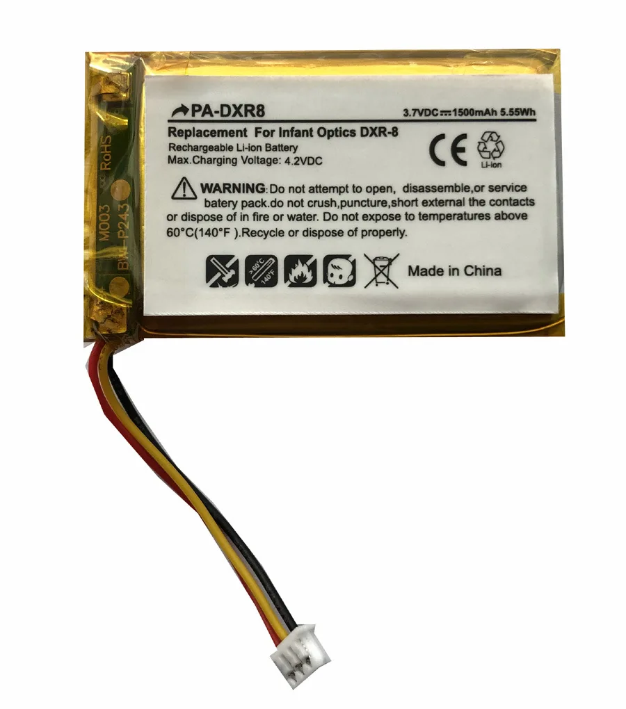 3 7 V 1500mAh батарея для детской оптики DXR 8 монитора младенца литиевая перезаряжаемый