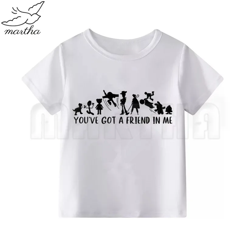 Футболка с надписью «Boystoy Story You 've Got A Friend In Me» летняя детская футболка для мальчиков, топы для маленьких девочек, детская белая футболка - Цвет: WhiteE