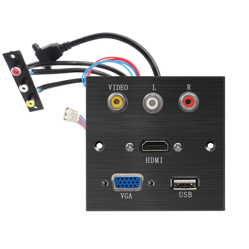 Алюминиевый сплав Разъем panle VGA HDMI USB видео R L порт pd Разъем сварочный патч Плата расширения черная матовая панель