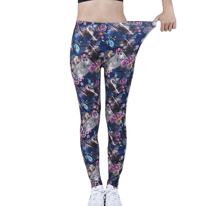 

CUHAKCI Elastic Sexy Pants Starry Sky Floral Print Leggings Women Leggins New Fashion High Waist Trouser