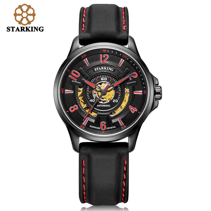 

STARKING Men Watches Top Brand Luxury Silicone Mechanical Tourbillon Band Watch 5M Male Clock Silicone Sport Relogio Masculino