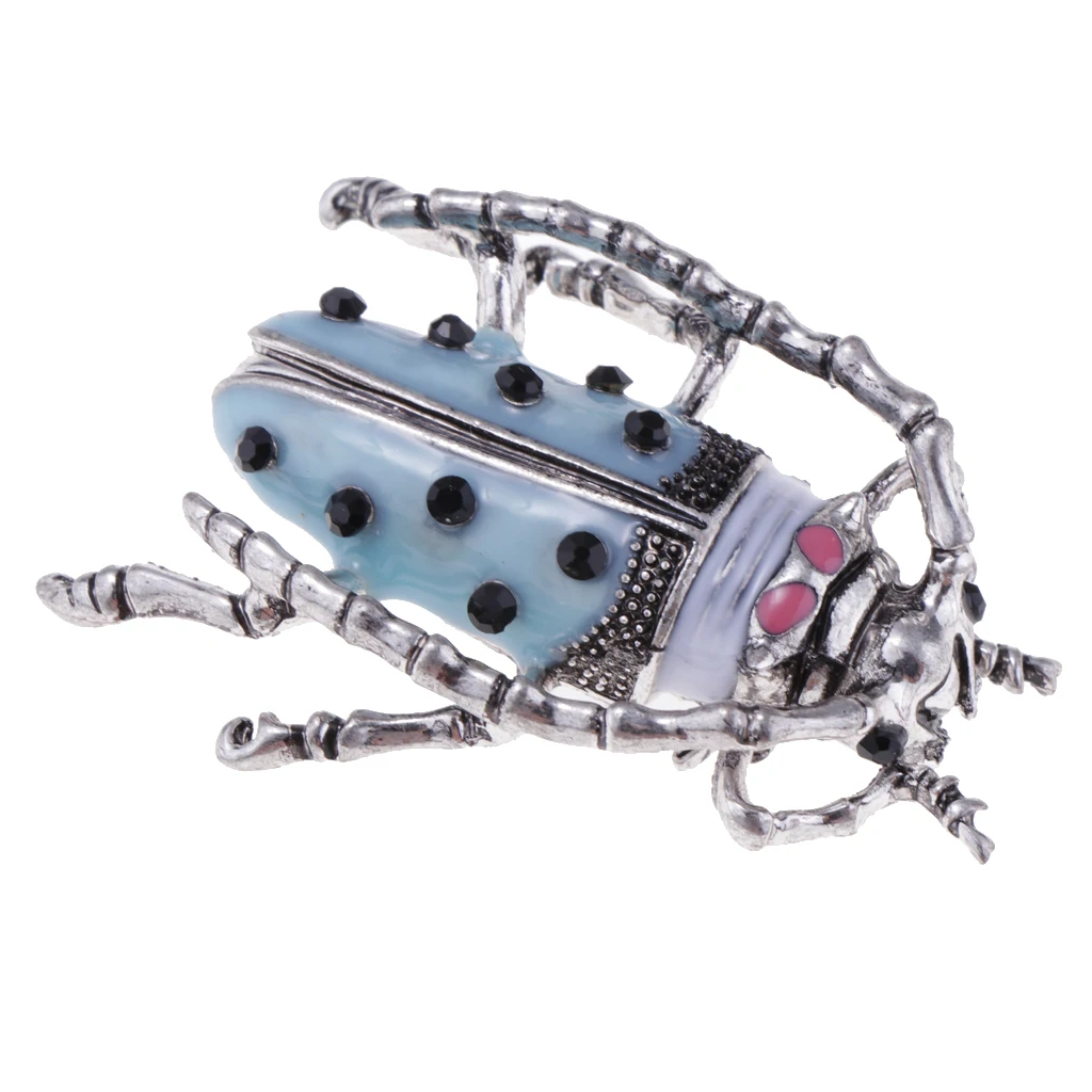 Enamel Black Rhinestone Insect Bug Longicorn Brooch Halloween Costume Pin