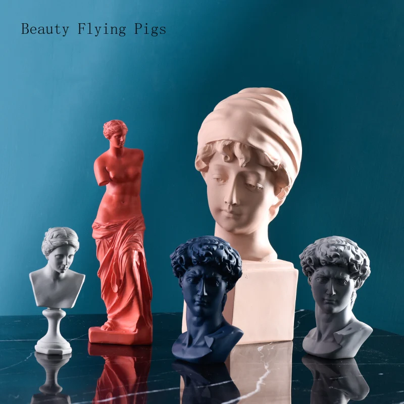 

Direct literary plaster head David Venus Apollo British girl sketch character resin sculpture home living room art decorations