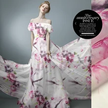 Большой размер, принтованный Шелковый атласная ткань 135 см ширина 14momme шелк vestido de festa ткань прозрачной/тонкий/жесткий печать шелковой ткани