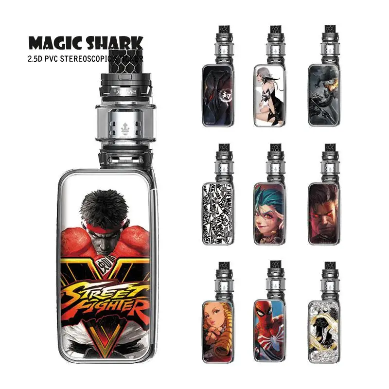 Magic Shark Dragon Spider Man Fighter Jinx LOL No Fade Vape Kit Sticker Case Stereo Film Cover for Smok X Pirv | Мобильные телефоны