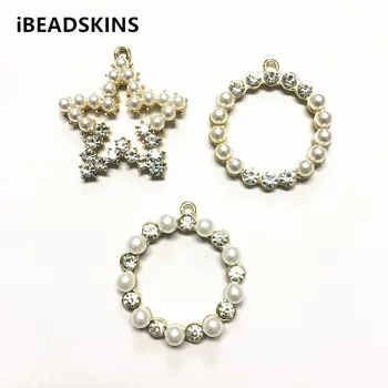 

New arrival! 50pcs Zinc Alloy with Imitation pearls Charm for Jewelry Necklace Accessories ,Earrings parts,hand Made Jewelry DIY