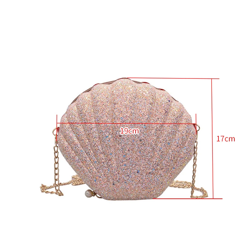 Модная сумка на плечо в форме ракушки с блестками на цепочке, дизайнерские сумки через плечо, вечерние женские клатчи, мини-сумочки, сумки SS7459