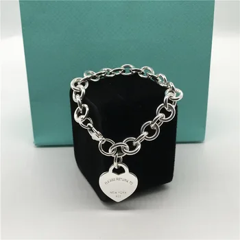 

Bracelet high quality 1:1 original Sterling Silver 925 classic T heart-shaped pendant bracelet as a gift for ladies