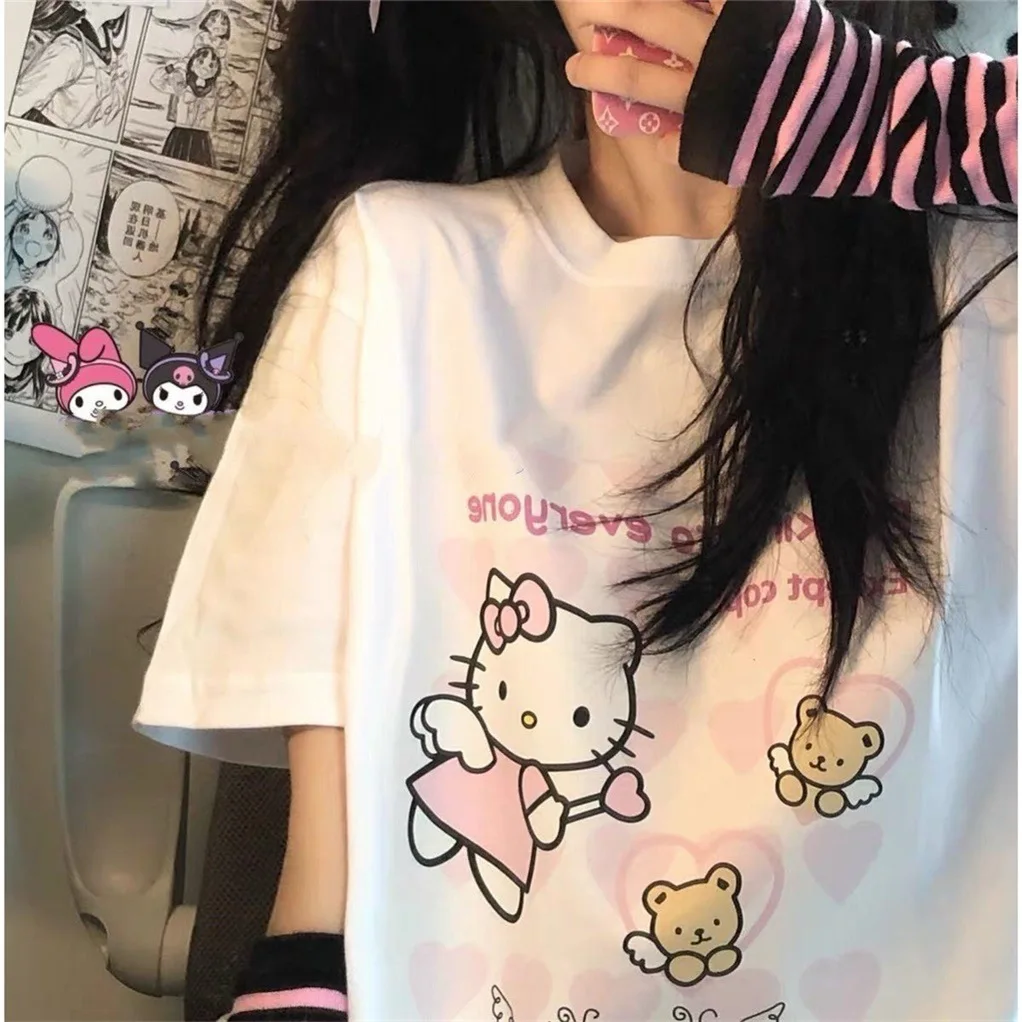 Hello Kitty Clothes Women Shirt | Sanrio Hello Kitty Shirt | T-shirt -  Sanrio Print - Aliexpress