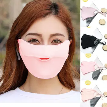 

Summer Sunscreen Masks anti-Dustproof Face Mouth Masks Female Outdoor Face Cover Thin Ice Silk Dew Nose Anti-UV Riding Mask