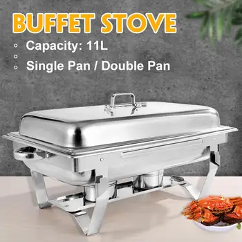 

11L Foldable Chafing Dish Buffet Stove Stainless Steel Full Size Rectangular Chafers for Catering Buffet Set with Folding Frame