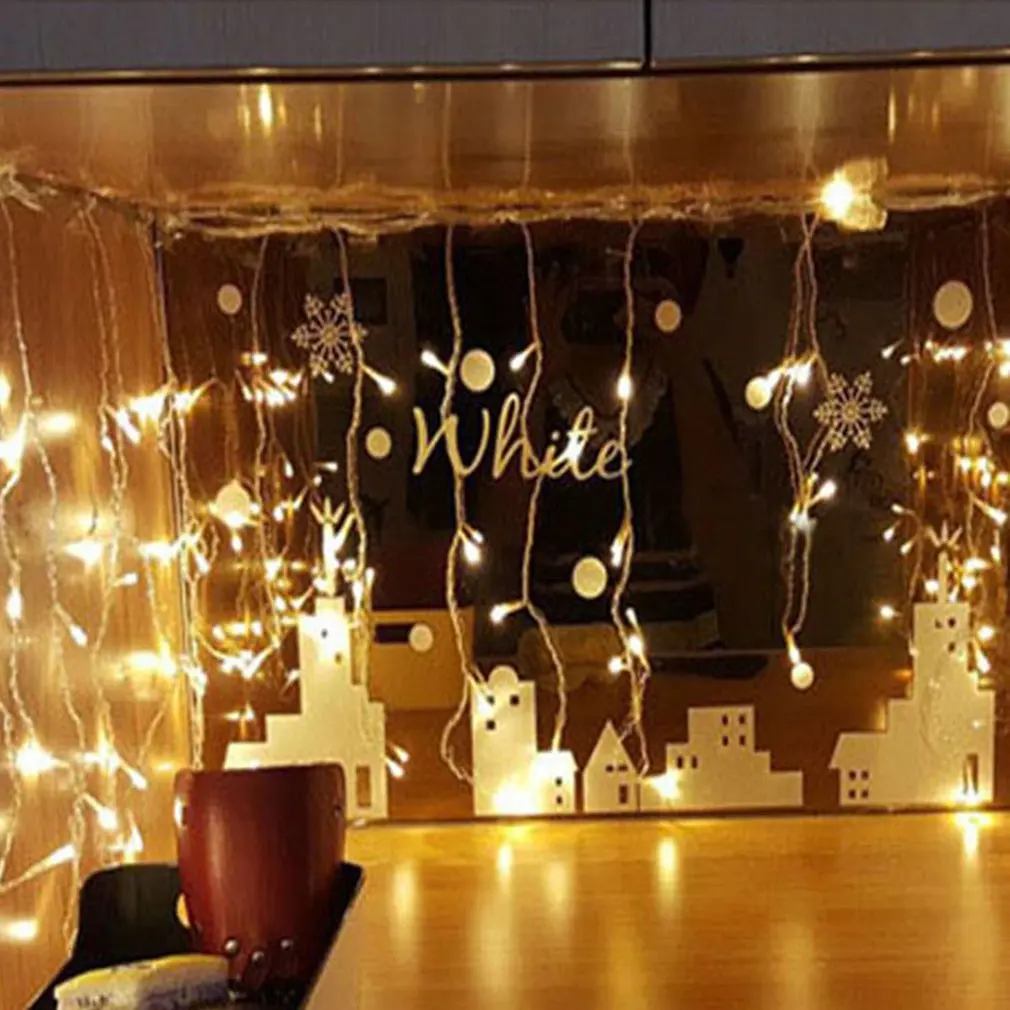 

String lights Christmas outdoor decoration 4m Droop 0.4-0.6m curtain icicle string led lights EU 220V Garden Xmas Wedding Party