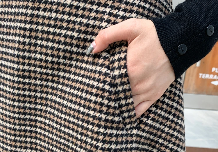 Colorfaith осень зима женские клетчатые миди юбки с кисточками консервативный стиль шерстяные с высокой талией винтажные юбки с карманами SK135