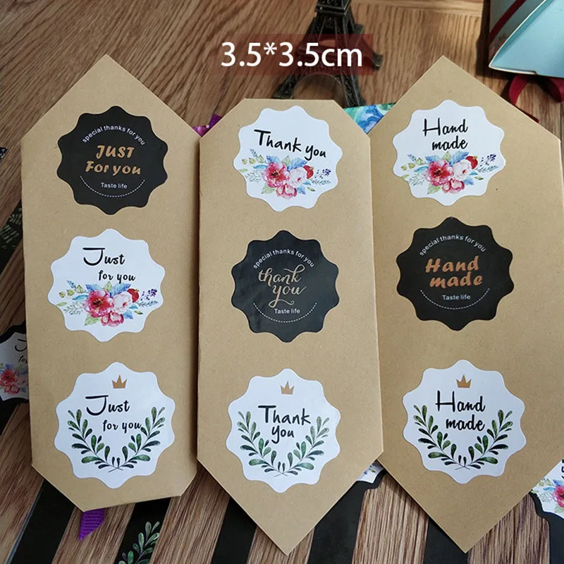 

5Sheets=30Pcs Thank you Adhesive Stickers Sealing Label Stickers Handmade Paper Stickers For Gifts Girls Flowers Stickers