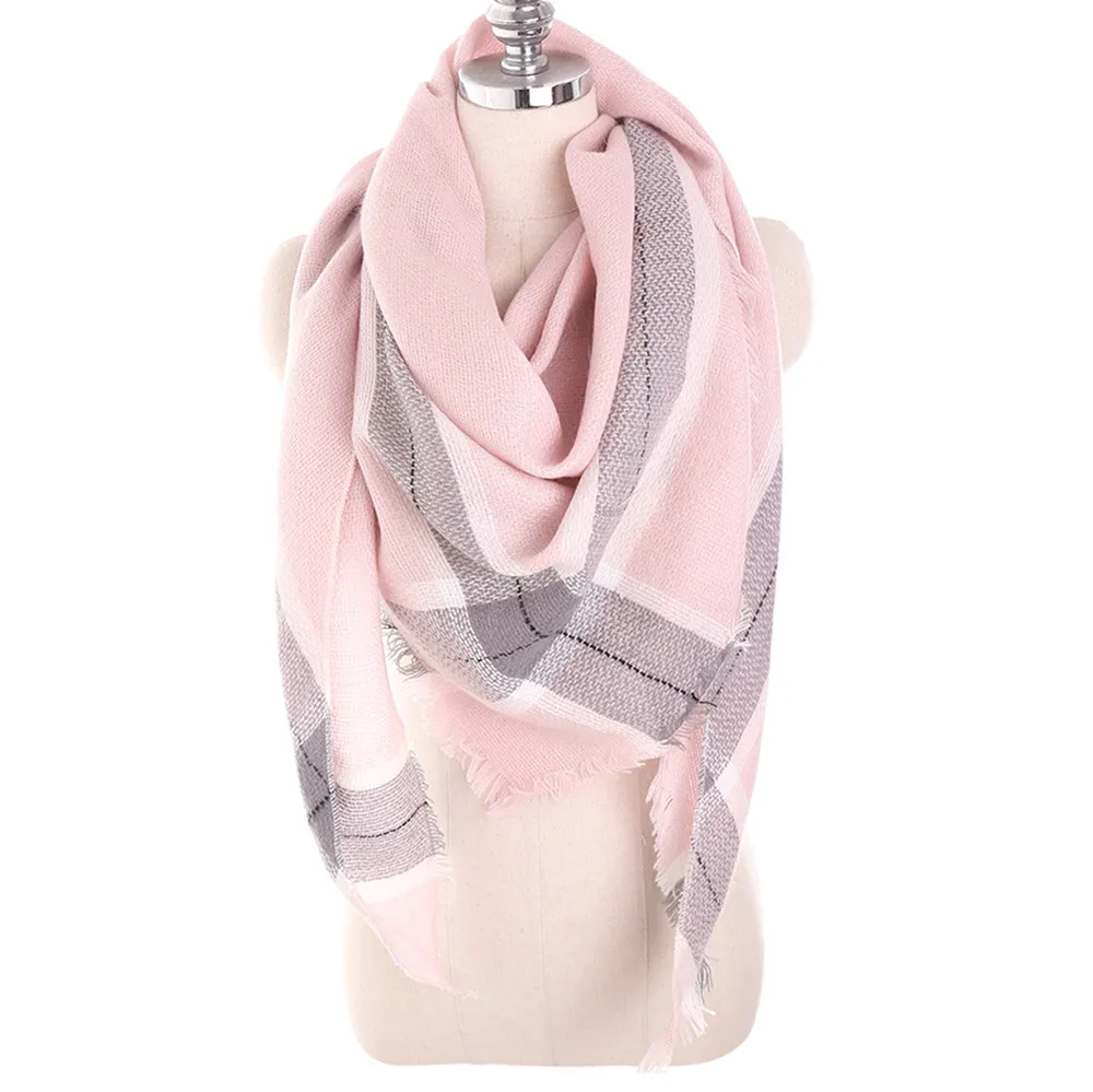 Модный женский зимний шарф, Одноцветный зимний теплый шарф, Женская шаль, вязаные треугольные шарфы, аксессуары для одежды