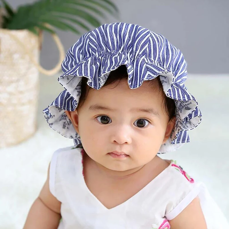Летняя Детская шляпа; милая полосатая шляпа принцессы для маленьких девочек; хлопковый детский чепчик на шнуровке; детская шапка в