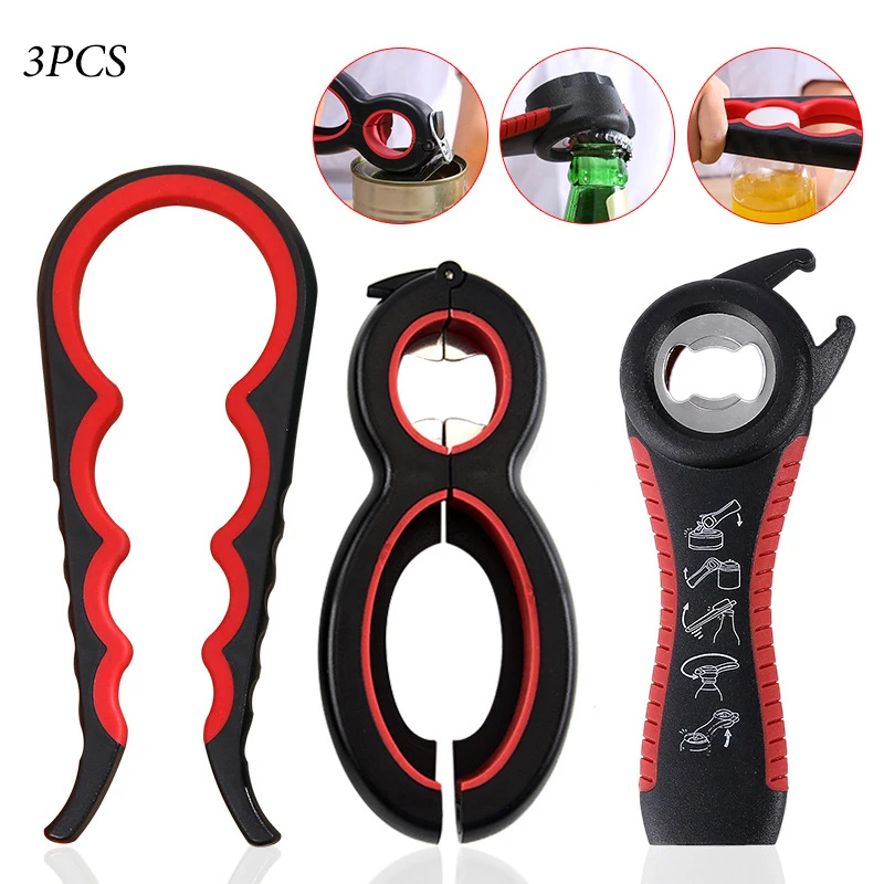 Multifunctional 6-in-1 Bottle and Jar Opener with Non-Slip Grip