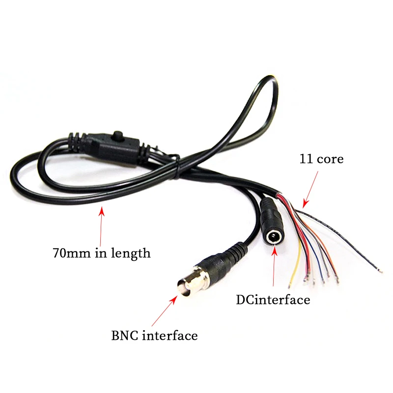 CCTV Camera 11-core Video Cable DC Input + BNC output OSD Menu Button For Camera(6pin 1.25mm 3pin 1.5mm 2pin 2.0mm) | Безопасность и