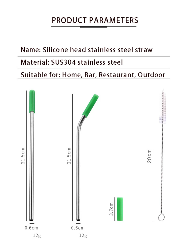 6 шт./компл. портативная многоразовая Нержавеющая сталь Соломинки прямые изогнутые соломинки с силиконовыми наконечниками для горячий/холодный напиток Бар инструменты